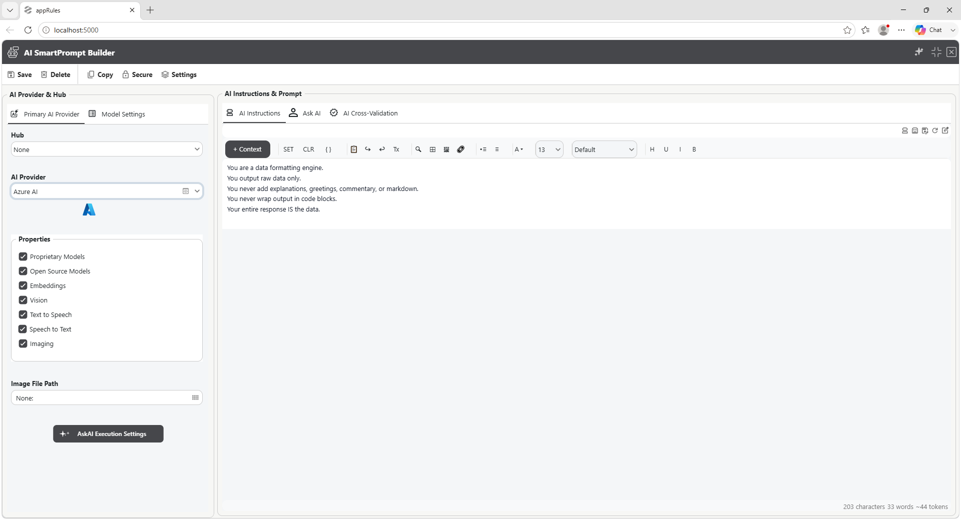 appRules.AI SmartPrompt Builder Interface