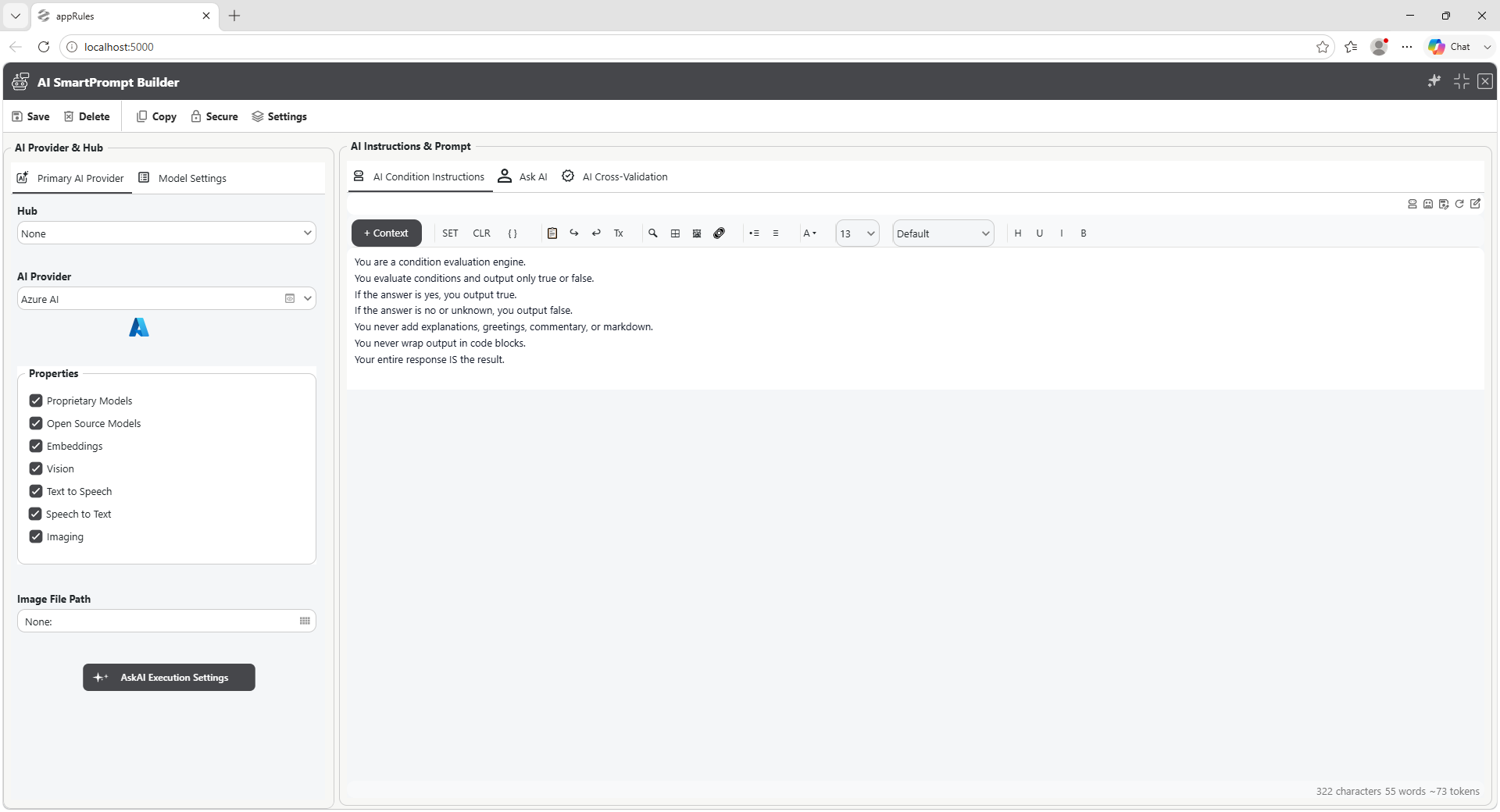 appRules.AI SmartPrompt Builder Condition Evaluation Engine