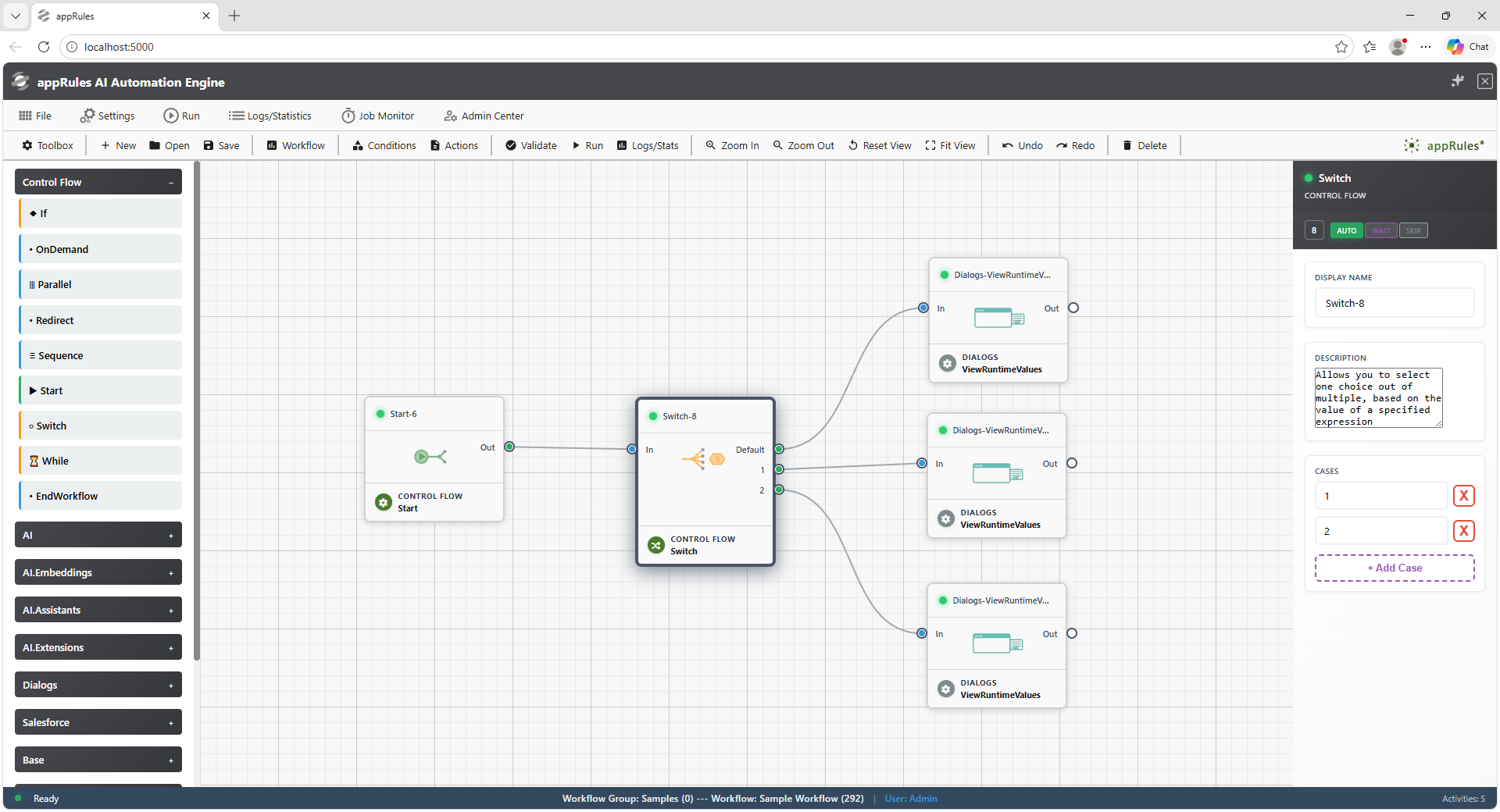 appRules Workflow Designer Interface